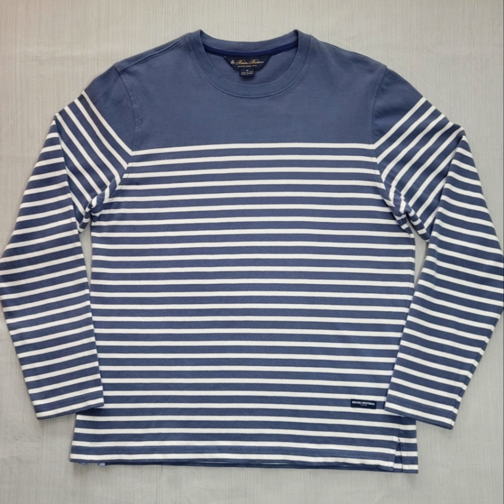 Brooks Brothers Sweater Womens Medium Blue White Long Sleeve Crew Neck Striped